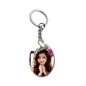 Oval Shape Single Side Keychain