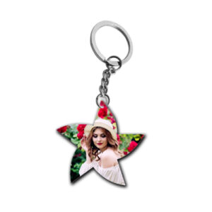 Star Shape MDF Single Side Keychain