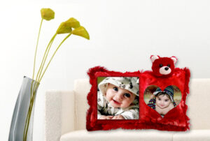 Teddy Bear Red Color Customized Cushion